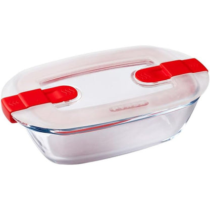 261916 - PYREX Enë qelqi drejtkëndëshe me kapak hermetik për mikrovalë, për ruajtjen e ushqimit, Furrë Gatuaj, ruaj dhe ngroh përsëri