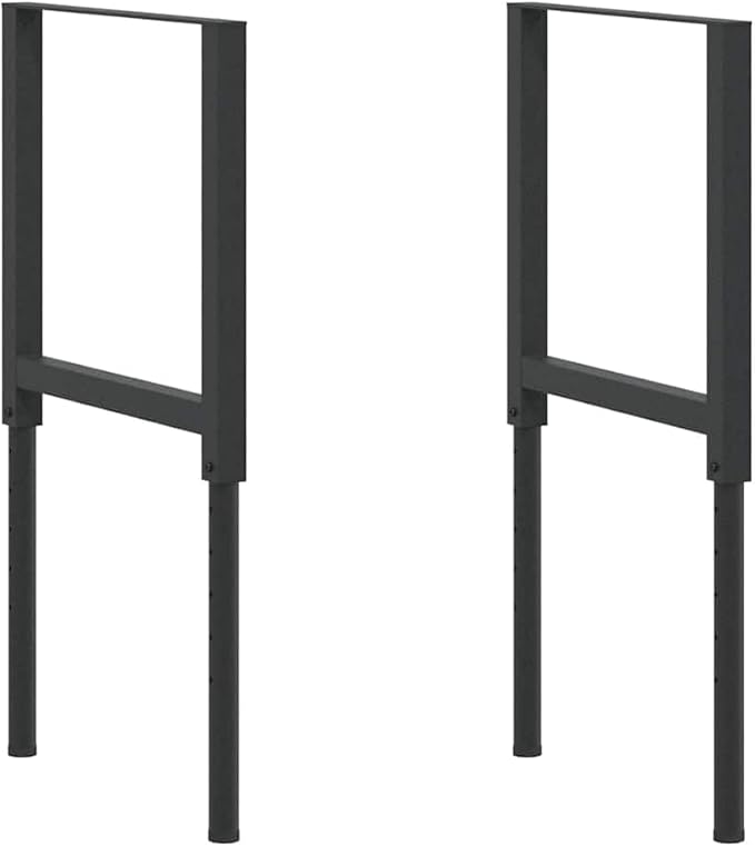 181661 - Korniza Tavoline vidaXL, Set 2 Copë, Metal i Zi i Veshur me Pluhur, Lartësi e Rregullueshme 55 x (110–120) cm – Stil Industrial, për Tavolina Punë, Dreke ose Kafeje