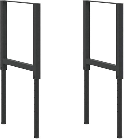 181661 - Korniza Tavoline vidaXL, Set 2 Copë, Metal i Zi i Veshur me Pluhur, Lartësi e Rregullueshme 55 x (110–120) cm – Stil Industrial, për Tavolina Punë, Dreke ose Kafeje