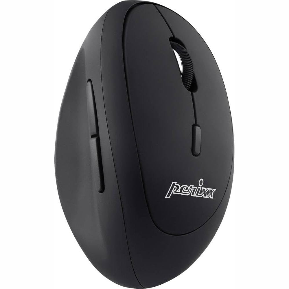 295177 - Perixx PERIMICE-619B Maus Vertikal Bluetooth, specifikime për pajisje të shumfishta 3-në-1, klikim i heshtur, kompakt dhe portativ, i zi, për përdoruesit me dorën e djathtë