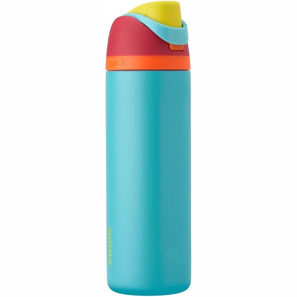 260910 - OWALA Shishe uji e izoluar prej çeliku inox FreeSip me kashtë, 710 ml, pa BPA, ideale për sporte, fitnes, aktivitete në natyrë dhe udhëtime, Summer Sweetness