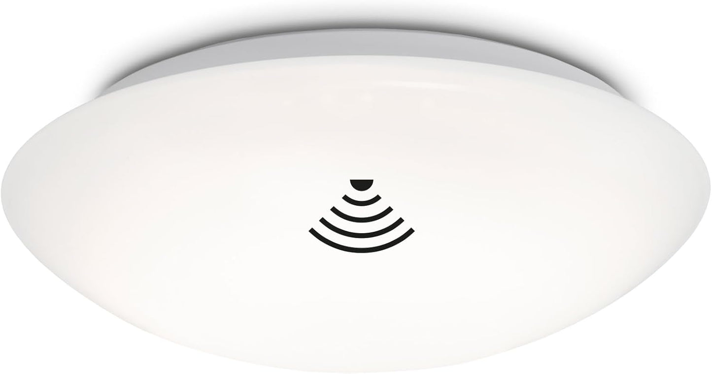 256129 - BRILONER Dritë tavani LED me detektor lëvizjeje, sensor muzgu, dritë e bardhë neutrale, 27.8 x 6.5 cm, e bardhë
