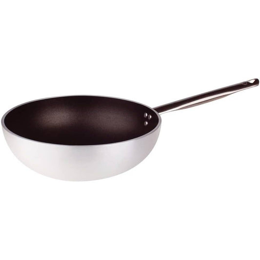 167327 - PENTOLE AGNELLI Wok ALSA2111WPS32 me Fund të Sheshtë, Alumini, 32 cm, Ngjyrë Argjendi