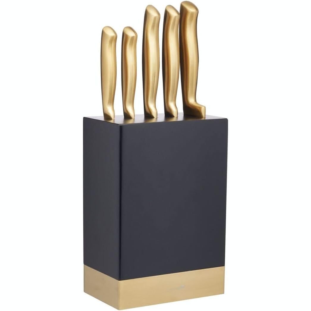 195197 - MASTERCLASS Set Thikash me Bllok, 5 Pjesë, Çelik Inox me Ngjyrë Bronzi, 15.5 x 9.5 x 22 cm, Bronz/E Zezë