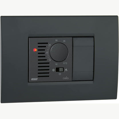 187261 - VEMER - Termostat Elektronik VE789400 CELO me Dorezë, për Kuti të Montuara në Rresht 503/504/506, Furnizim me Energji 230V, Ngjyrë Gri Antracit/E Bardhë