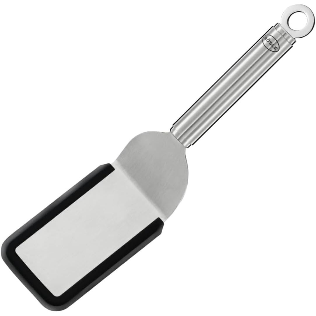 196358 - RÖSLE - Spatulë për Sanduiç me Skaj Silikoni dhe Doreze çeliku Inox, e Rrotullueshme, Materiali: Çelik Inox 18/10, Madhësia: 26cm, Ngjyra: Argjend/E Zezë