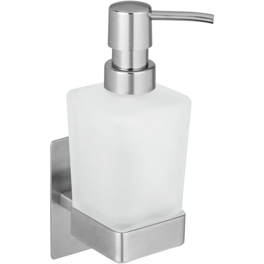 227077 - WENKO - Dispenser sapuni Turbo-Loc Genova Matt, 200 ml, çelik inox/xham, 6.2 x 19.7 x 9 cm, argjend mat