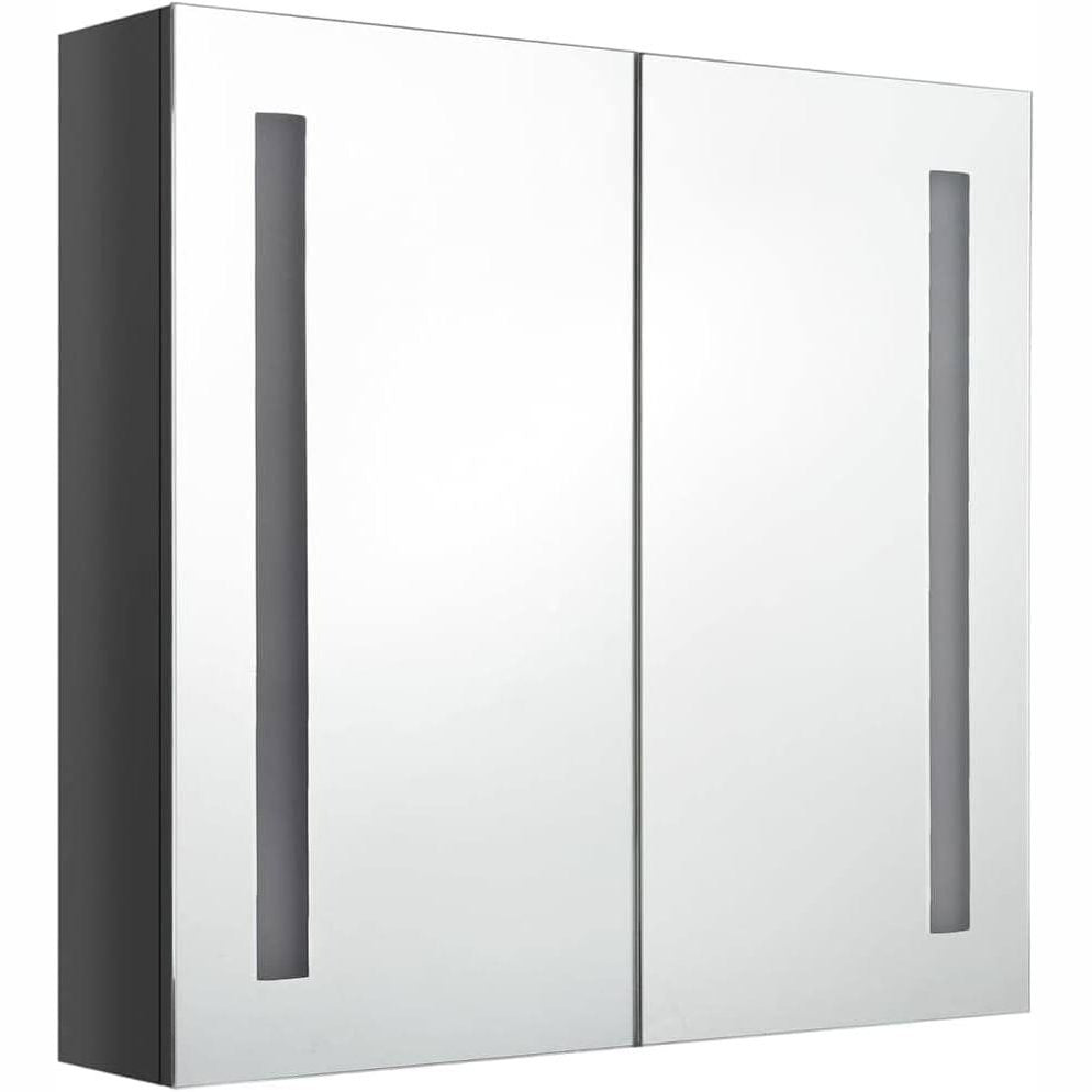 280237 - vidaXL Bathroom cabinet with mirror LED gloss grey 62x15x60 cm