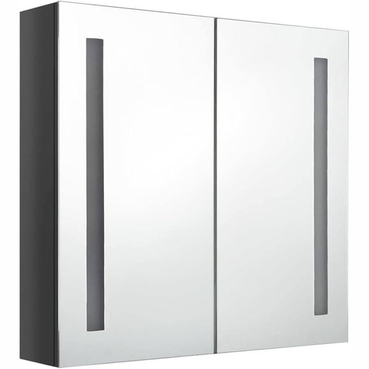 280237 - vidaXL Bathroom cabinet with mirror LED gloss grey 62x15x60 cm