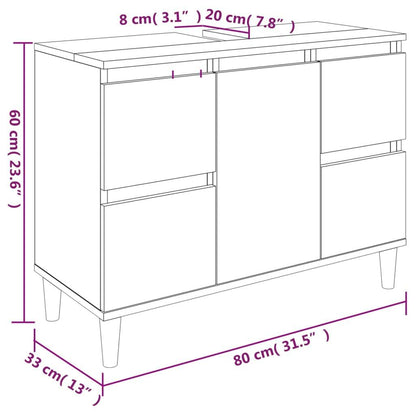 265119 - vidaXL Dollap Lavamani i Bardhë 80x33x60 cm Dru i Inxhinieruar