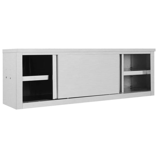244639 - VidaXL Dollap Muri Kuzhine me Dyer Rrëshqitëse 140x40x50 cm Çelik Inoks 150x40x50 cm