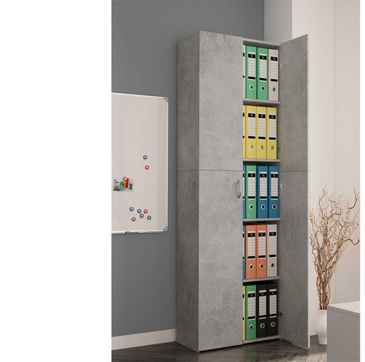 244446 - vidaXL Dollap Zyre me 5 Rafte, Dollap Dosjesh, Njësi Organizimi dhe Depoje, Mobilje, Gri Betoni, 60x32x190cm, Pllakë e Kopshtit