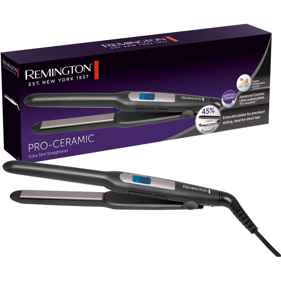 316478 - REMINGTON Drejtuese flokësh S5515, Pllaka shumë të ngushta për flokë të shkurtër, Veshje qeramike ultra-pro, Ekran LCD, Temperaturë 150-230°C