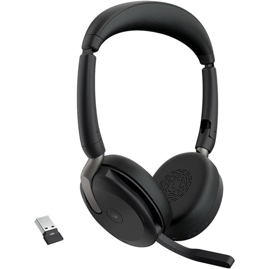 319301 - JABRA Evolve2 65 Flex - kufje stereo pa tel me Bluetooth, teknologji Jabra ClearVoice me anulim zhurme dhe ANC hibride, të çertifikuara për MS Teams, të zeza