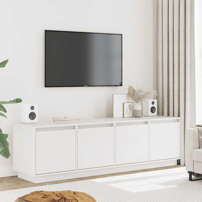 244371 - vidaXL Kabinet TV i Bardhë – Dru Pishë i Fortë, Stil Modern
