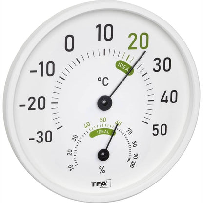 335475 - TFA DOSTMANN Termo-higrometër analog 45.2045.02, për përdorim të brendshëm dhe të jashtëm, me zona komoditeti me ngjyra