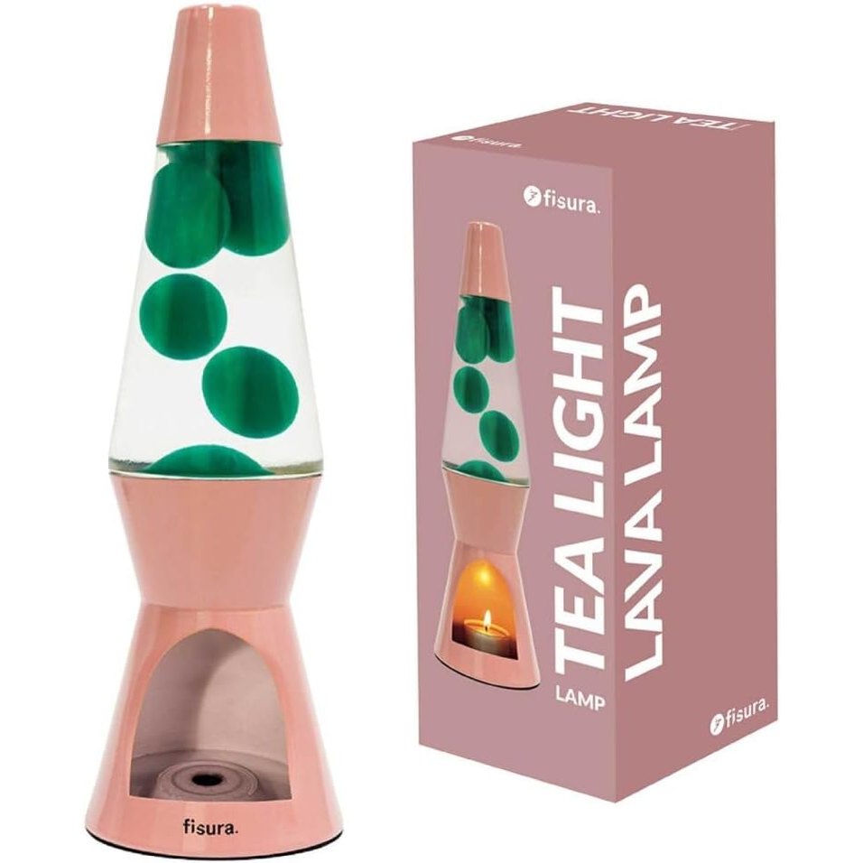 196852 - FISURA - Llambë Lave Me Qiri, Pa Energji Elektrike, Ngjyra Rozë dhe Jeshile, 29cm x 8.5cm (Qiriu Nuk Përfshihet), Materiali Ekologjik