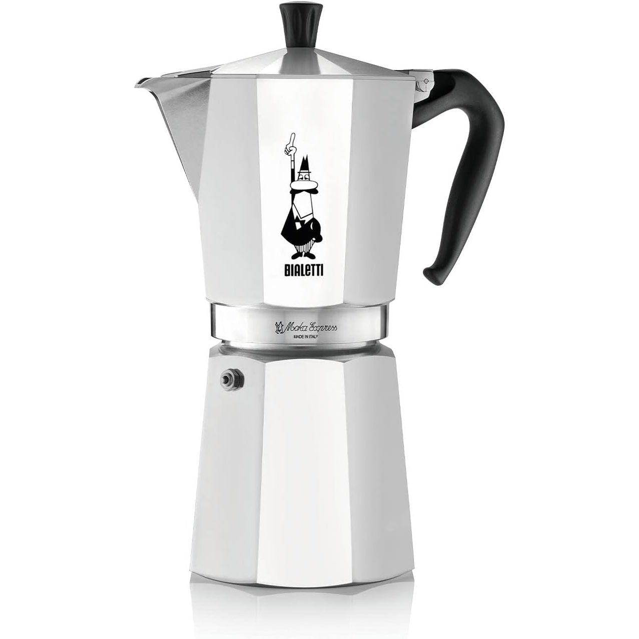 187108 - BIALETTI Makinë Kafeje Moka Express, Kapaciteti 800ml (18 Filxhanë), Materiali Alumini, Dorezë Kundër Djegies, Jo E Përshtatshme për Induksion