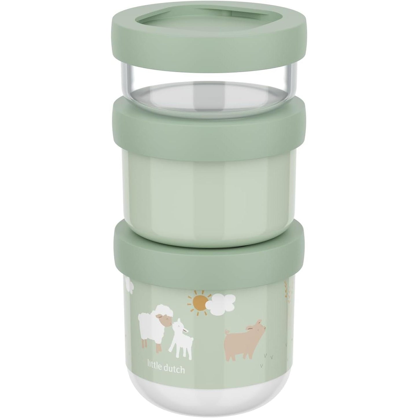 223757 - MEPAL Kuti ushqimesh Mio Little Dutch, 3 pjesë, 100 + 175 + 275 ml, grumbullohen, e sigurt për mikrovalë dhe frigorifer, nuk rrjedh, mund të lahet në lavastovilje, Little Farm