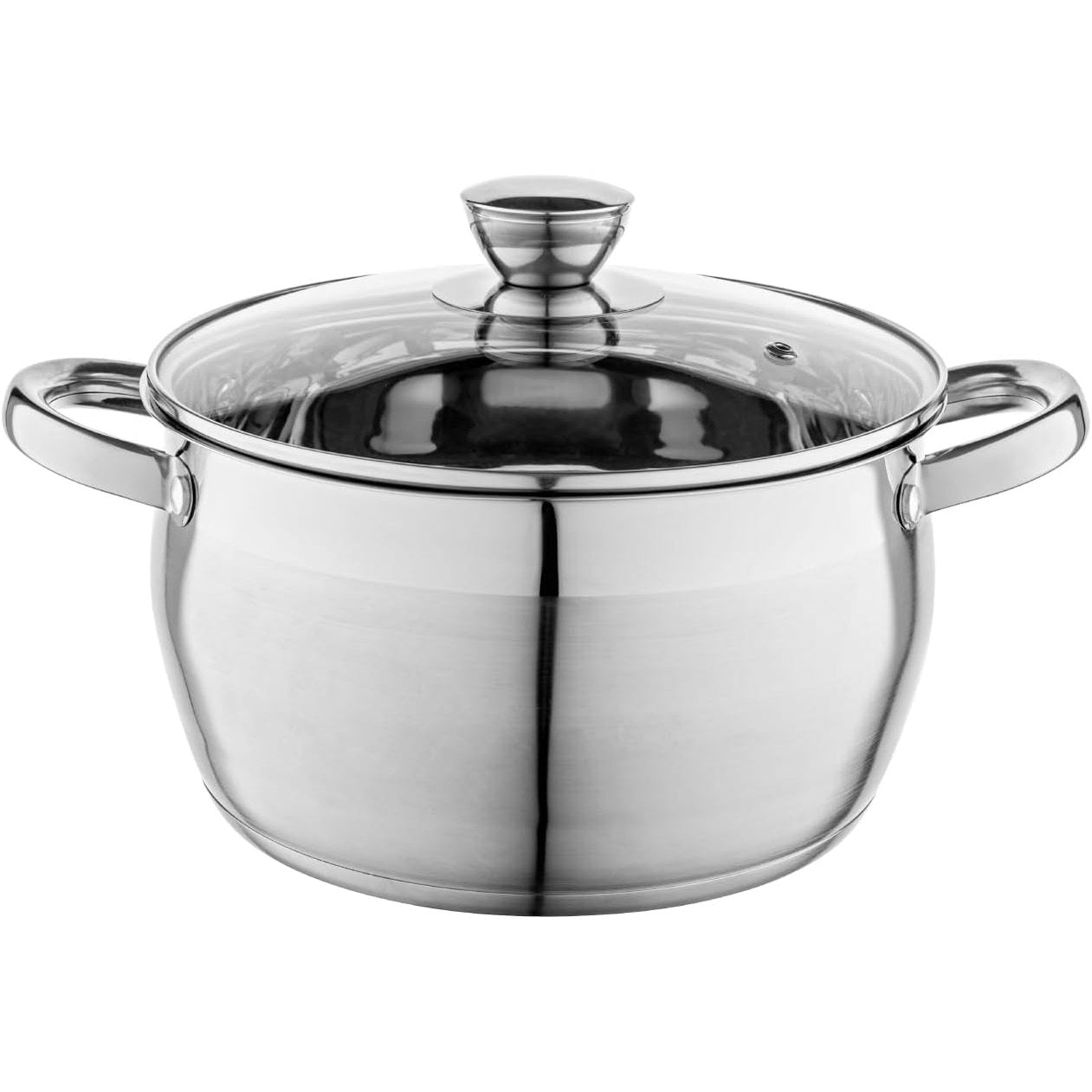 251290 - FLORINA Tenxhere Oliver 24 cm, 6 L, çelik inox me kapak qelqi, për sobë me induksion, gaz, elektrike dhe qeramike, shkallë matëse e brendshme, i përshtatshëm për lavastovilje, kapak rezistent ndaj nxehtësisë
