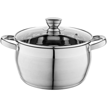 251290 - FLORINA Tenxhere Oliver 24 cm, 6 L, çelik inox me kapak qelqi, për sobë me induksion, gaz, elektrike dhe qeramike, shkallë matëse e brendshme, i përshtatshëm për lavastovilje, kapak rezistent ndaj nxehtësisë