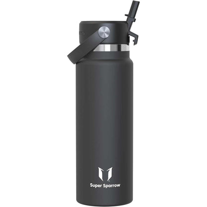256321 - SUPER SPARROW Shishe Termike SwivelSip 1000ml - Gojë të Gjerë prej Çeliku Inoks me Kashtë - Pa BPA dhe e Papërshkueshme nga Rrjedhjet - për Sporte, Palestër, Zyrë, Yoga, Çiklizëm