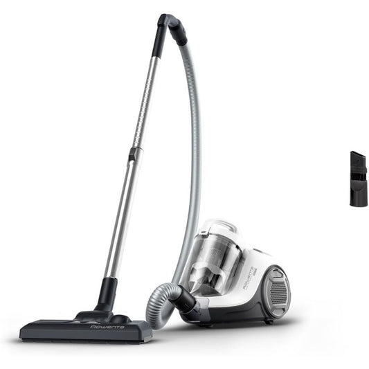 144346 - ROWENTA Swift Power Cyclonic RO2917, Fshesë Pa Qese me Cilindër, Fuqi 900W, Motor i Qetë, Rezervuar i Lehtë për t'u Pastruar, Ngjyra e Bardhë/Gri
