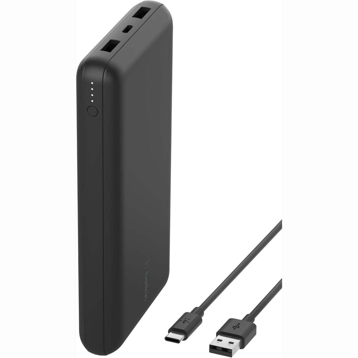266415 - Karikues portativ Belkin USB-C 20K mAh, bateri 20000 mAh me port hyrje/dalje USB Type-C dhe dy porta USB-A, për iPhone, Galaxy, iPad, AirPods dhe më shumë, kabllo USB-C/USB-A e përfshirë - e zezë
