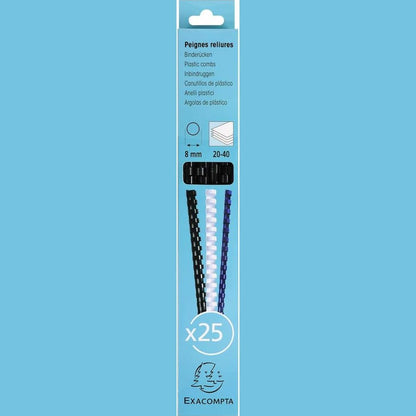 320704 - EXACOMPTA Kuti me 25 dosje spirale PVC të zeza, 8 mm - lidh 20 deri në 40 fletë letre 80 gsm në formatin A4 ose A3 horizontal