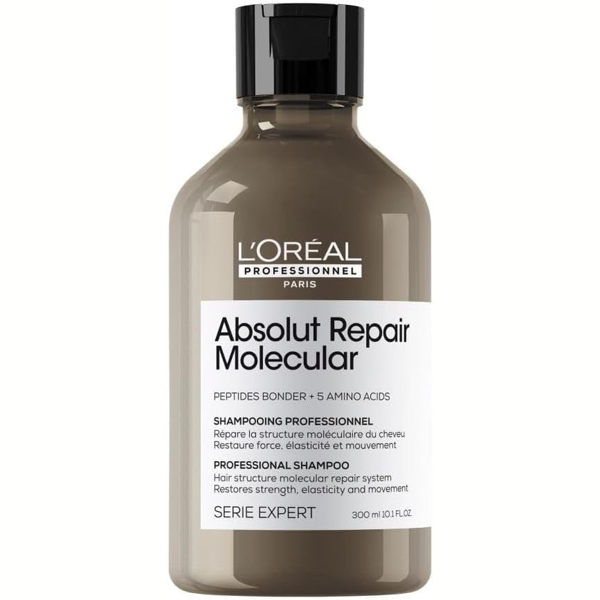 317077 - L'ORÉAL PROFESSIONNEL Shampo Profesionale pa Sulfate, Absolut Repair Molecular, 300 ml - Riparon Dëmtimet, Pastron dhe Forcon Flokët, Ofron Elasticitet për Flokë të Thatë dhe të Dëmtuar