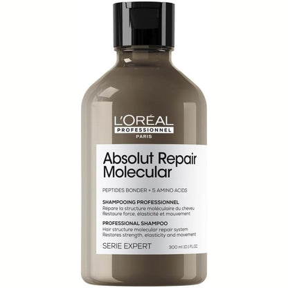317077 - L'ORÉAL PROFESSIONNEL Shampo Profesionale pa Sulfate, Absolut Repair Molecular, 300 ml - Riparon Dëmtimet, Pastron dhe Forcon Flokët, Ofron Elasticitet për Flokë të Thatë dhe të Dëmtuar