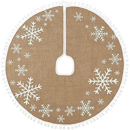 229721 - N&T NIETING, Fund i pemës së Krishtlindjeve, flok dëbore të bardhë, 75 cm, pom-pom të vegjël
