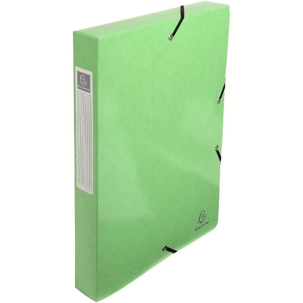 296302 - EXACOMPTA Ref. 59923E - 1 kuti arkivimi IDERAMA me shirita elastikë - e bërë nga karton me shkëlqim 600gsm - shpinë 4cm - dimensionet 25 x 33cm - për dokumente A4 - jeshile anason - dorëzohet e montuar
