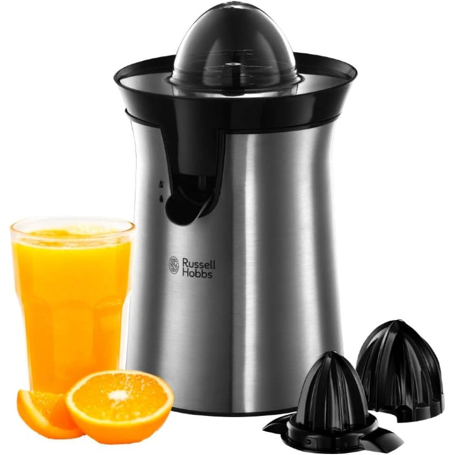 162551 - RUSSELL HOBBS Shtrydhëse Elektrike Agrumesh jë Çelik Inox, 60W, Kapacitet i Madh dhe i Vogël, Rrotullim Dypalësh, Pa BPA, I Sigurt për Lavastovilje, Modeli 22760-56, Ngjyra Gri