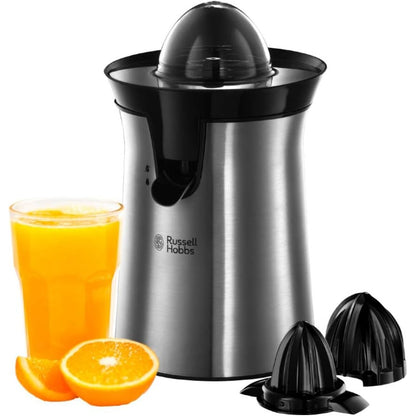 162551 - RUSSELL HOBBS Shtrydhëse Elektrike Agrumesh jë Çelik Inox, 60W, Kapacitet i Madh dhe i Vogël, Rrotullim Dypalësh, Pa BPA, I Sigurt për Lavastovilje, Modeli 22760-56, Ngjyra Gri