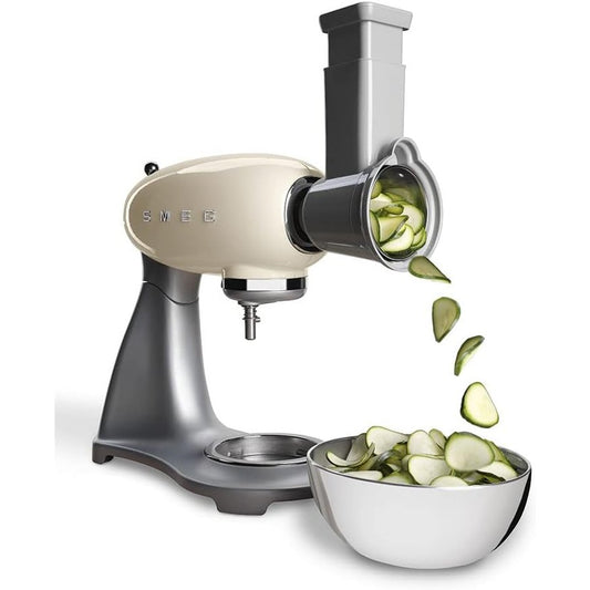 142043 - SMEG Grirëse perimesh SMSG01 për mikser, 4 cilindra çeliku inox, sistem kyçjeje/zhbllokimi, prizë sigurie, e pajtueshme me mikserin planetar SMF01/02/03/13, Pesha: 0.980 kg