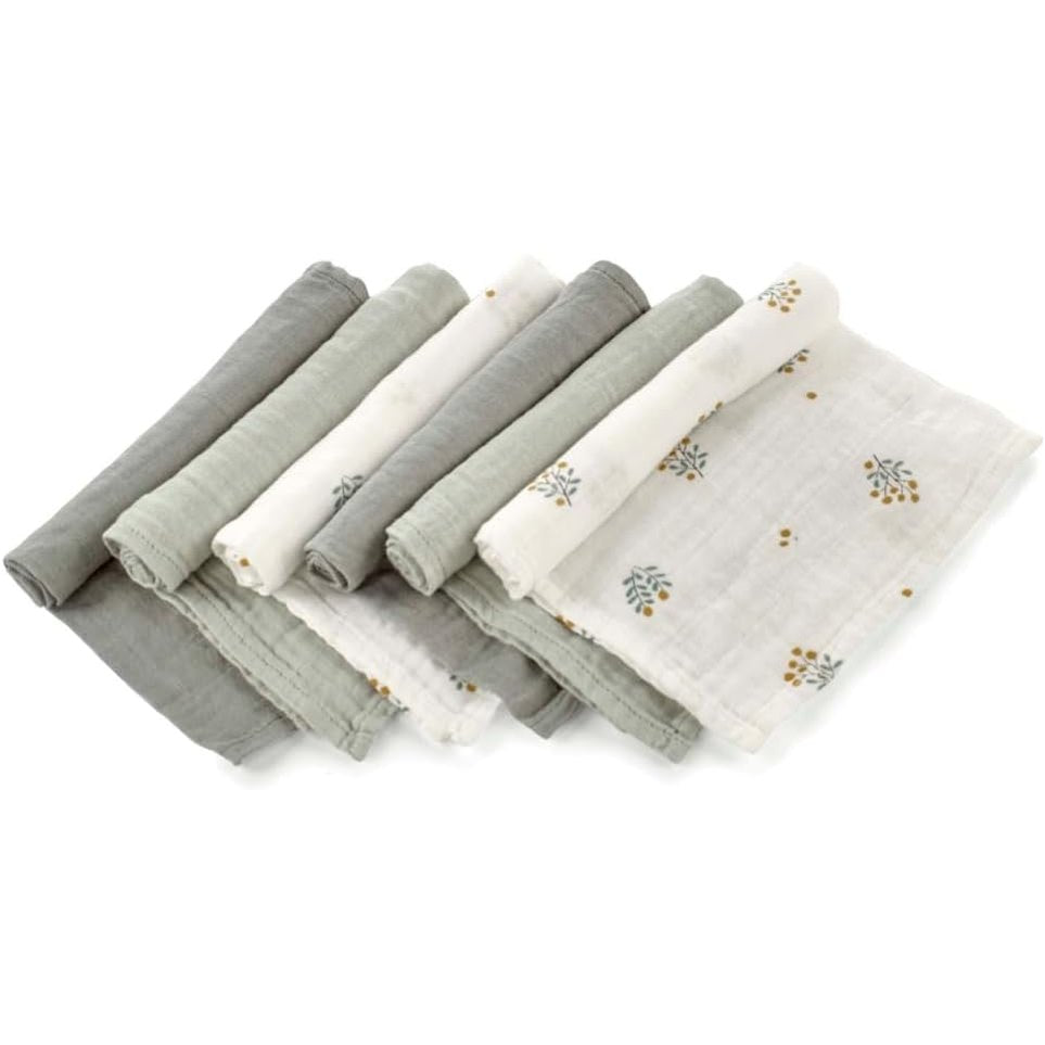 302286 - JANÉ Set me 6 copë me peshqirë muslini për foshnje 35x35 cm, pambuk dhe bambu, jeshil