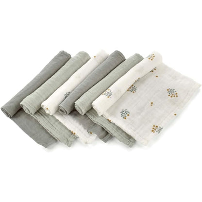 302286 - JANÉ Set me 6 copë me peshqirë muslini për foshnje 35x35 cm, pambuk dhe bambu, jeshil