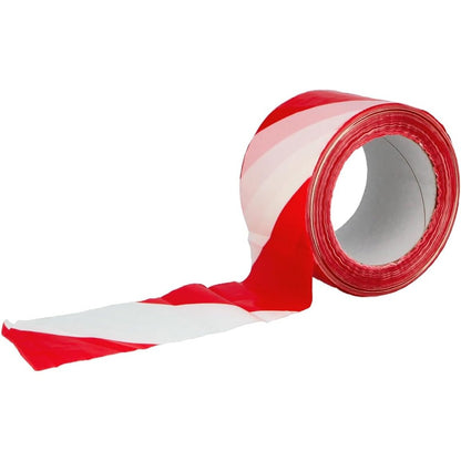 335459 - Amig - Shirit Barriere Jo-Ngjitës - PVC - 70 mm x 200 m - I papërshkueshëm nga uji dhe fleksibël - Shirit i Kuq dhe i Bardhë