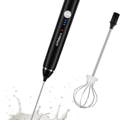 288198 - PHILORN Shkumëzues qumështi elektrik portativ me rrahëse të dyfishtë, rikarikueshëm USB, 3 shpejtësi, për kafe/late/kapuçino/vezë
