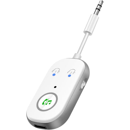 309133 - Transmetues Adaptor Bluetooth 5.3, Marrës Transmetues 2 në 1, Mbështet 2 Kufje, Prizë AUX 3.5 mm për TV, Telefon Celular, Sistem Audio Makine, Tabletë, PC (i Bardhë)