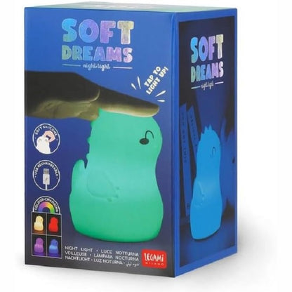 185514 - LEGAMI Dritë Nate e Rikarikueshme për Fëmijë, Soft Dreams me Temë Dino, Shumëngjyrëshe, Kabllo USB Type-C e Përfshirë, Madhësi 8.3 x 13 cm