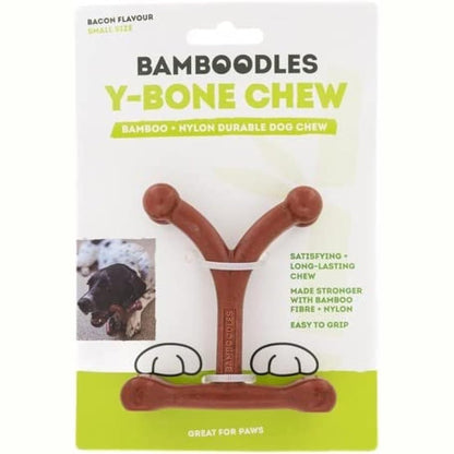 230088 - BAMBOODLES Lodër përtypëse Y-Bone për Qen - E Vogël | Me Shije Proshute | Qëndrueshme