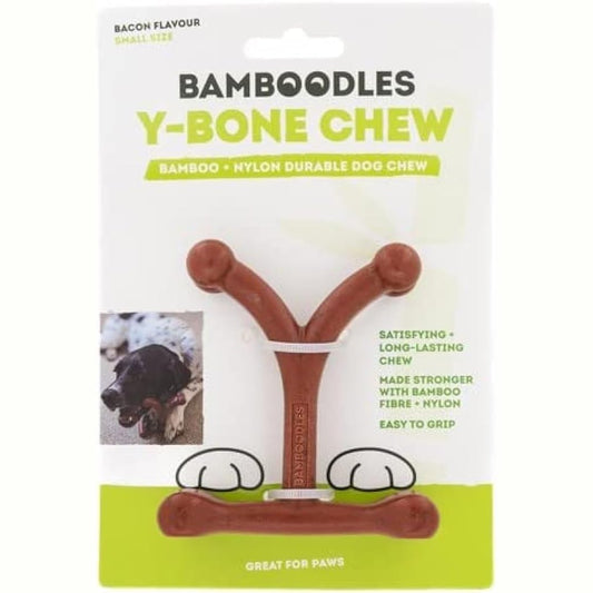 230088 - BAMBOODLES Lodër përtypëse Y-Bone për Qen - E Vogël | Me Shije Proshute | Qëndrueshme
