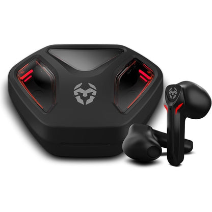 296045 - KROM KALL - KUFJE STEREO LOJËRASH NË VESH, MIKROFON I INTEGRUAR, BLUETOOTH 5.3 ME ZERO LATENCY, SHTYP PËR TË FOLUR, JETËGJATËSI BATERIE 12-ORËSHE, KUTI KARIKIMI, KABLLO USB TYPE-C I PËRFSHIRË - E ZEZË