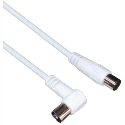320531 - PremiumCord Kabllo Antenash Koaksiale për TV 15m, 75 Ohm, IEC Mashkull në Femër 90°, i Mbrojtur, për DVB-C, DVB-T/T2, 4K UHD 2160p, FULL HD 1080p 3D, e Bardhë