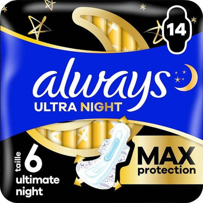 294608 - ALWAYS Peceta higjienike Ultimate Night, Madhësia 6, 18 copë, super thithëse