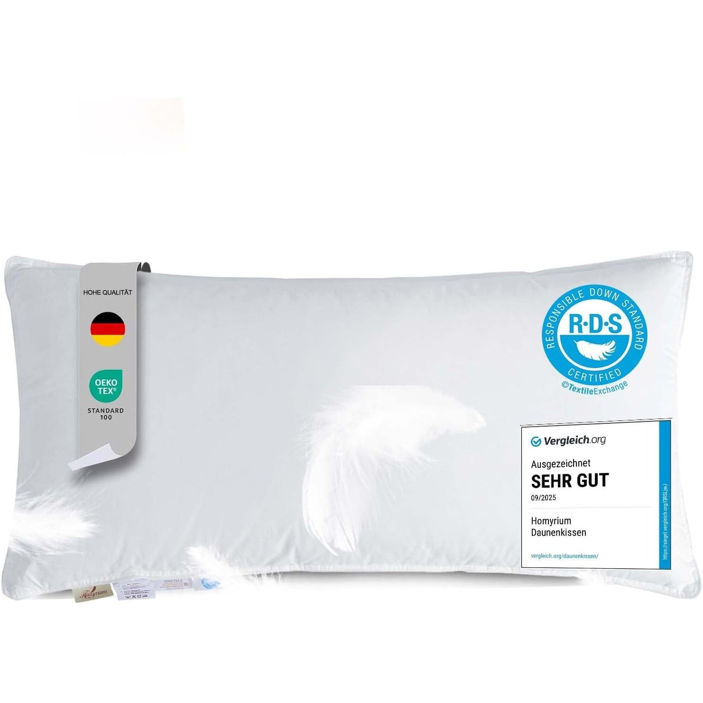 221598 - HOMYRIUM Jastëk me pupë 40x80 cm, 90% push / 10% pupla, mbulesë 100% pambuk (550g, 1 pako)