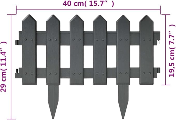 244435 - vidaXL Bordura për Kopsht (Lawn Edging) – 25 Copë, 10 m, Anthracite