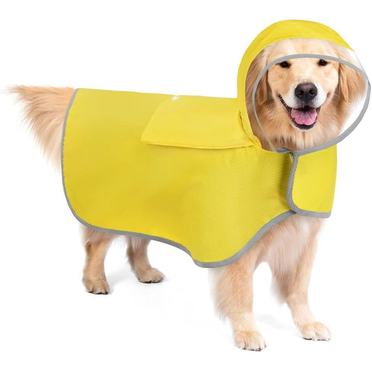 210925 - ADIWO Mushama e Verdha për Qen, me Skaje Reflektuese dhe Kapuç Shiu të Rregullueshëm